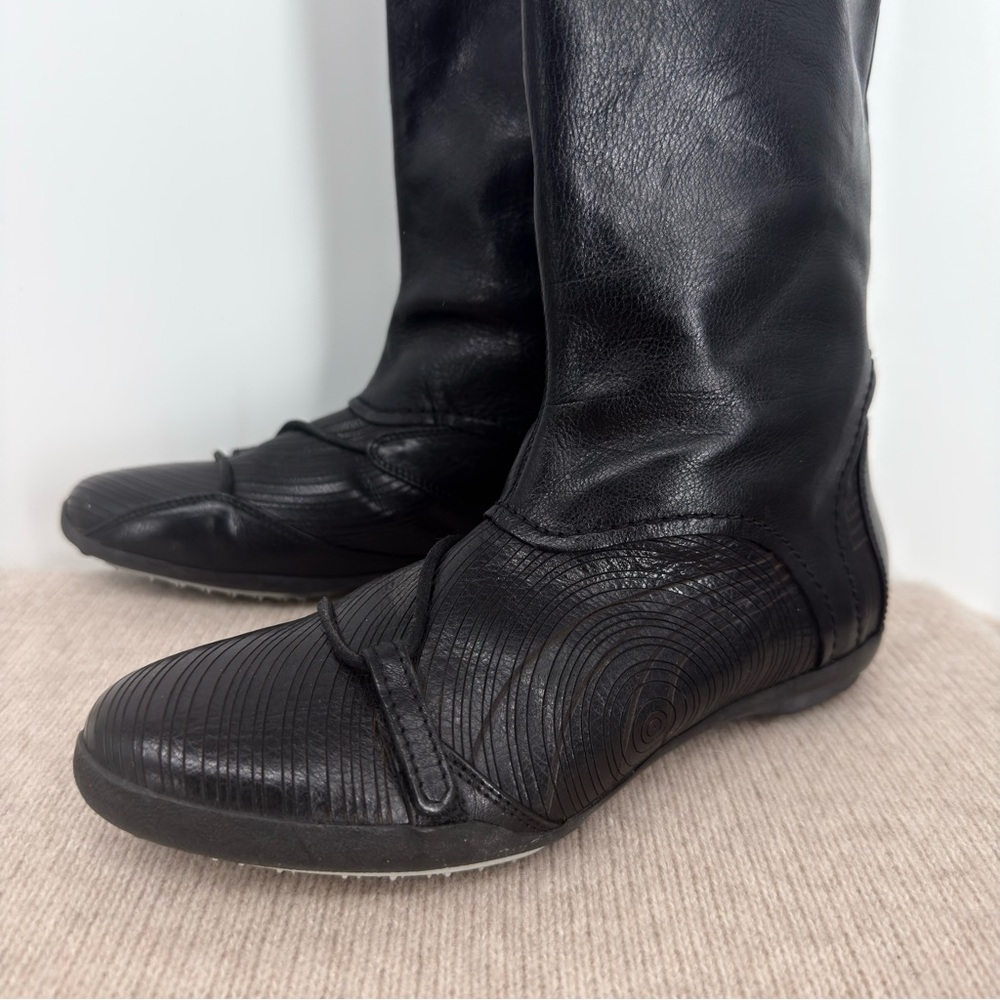 96 Hours Premium Puma Black Knee-High Leather Boots Size 37 - Picture 3 of 8